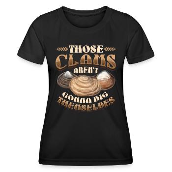 Ces coquilles ne se creusent pas d’elles-mêmes - T-shirt sport Femme - noir - Devant - AI Model Female 172 light (172cm)