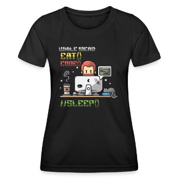 Programmeur,Programmeur informatique,Blague - T-shirt sport Femme - noir - Devant - AI Model Female 172 light (172cm)