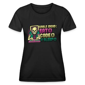 Programmeur,Programmeur informatique,Blague - T-shirt sport Femme - noir - Devant - AI Model Female 172 light (172cm)