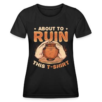 Argile de poterie en ruine - T-shirt sport Femme - noir - Devant - AI Model Female 172 light (172cm)