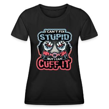 Ich Kann Dummheit Nicht Beheben - Frauen Funktions-T-Shirt - Schwarz - Vorne - AI Model Female 172 light (172cm)