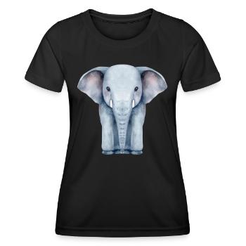 Watercolour Elephant - Women's Functional T-Shirt - black - Front - AI Model Female 172 light (172cm)