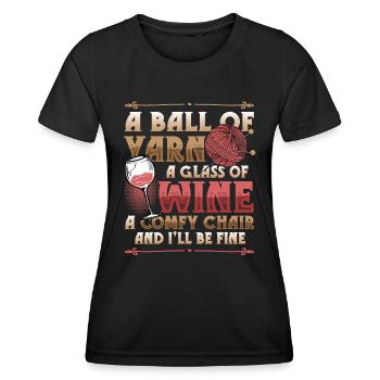 Ball Of Yarn J’adore tricoter - T-shirt sport Femme - noir - Devant - AI Model Female 172 light (172cm)