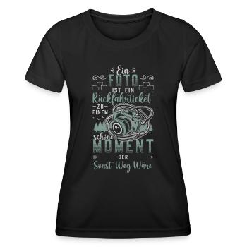 Foto, Rückfahrticket, Vergangenheit, Fotograf. - Frauen Funktions-T-Shirt - Schwarz - Vorne - AI Model Female 172 light (172cm)