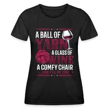 Ball Of Yarn, I Love Knitting - Women's Functional T-Shirt - black - Front - AI Model Female 172 light (172cm)