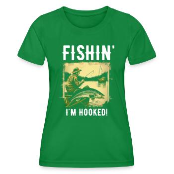 Fishin I'm Hooked - Women's Functional T-Shirt - kelly green - Front - AI Model Female 172 dark (172cm)