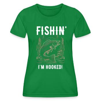 Fishin I'm Hooked - Women's Functional T-Shirt - kelly green - Front - AI Model Female 172 dark (172cm)