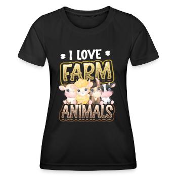 J’aime les animaux de la ferme, la ferme des enfants - T-shirt sport Femme - noir - Devant - AI Model Female 172 light (172cm)
