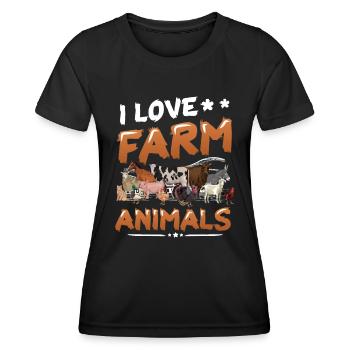 J’aime les animaux de la ferme, la ferme des enfants - T-shirt sport Femme - noir - Devant - AI Model Female 172 light (172cm)