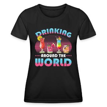 Boire dans le monde entier - T-shirt sport Femme - noir - Devant - AI Model Female 172 light (172cm)