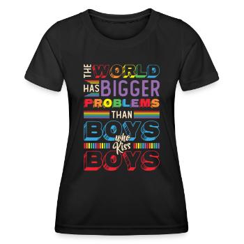 Größere Probleme Als Jungs, Die Jungs Küssen - Frauen Funktions-T-Shirt - Schwarz - Vorne - AI Model Female 172 light (172cm)
