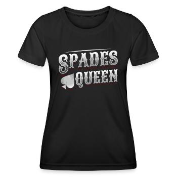 Queen of Spades, Card Game of Spades - Women's Functional T-Shirt - black - Front - AI Model Female 172 light (172cm)