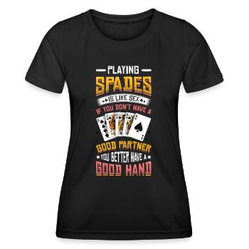 Play Cards of Spades - Women's Functional T-Shirt - black - Front - AI Model Female 172 light (172cm)