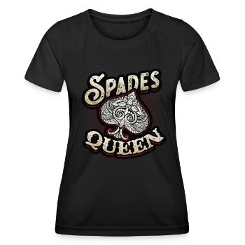 Queen of Spades, Card Game of Spades - Women's Functional T-Shirt - black - Front - AI Model Female 172 light (172cm)