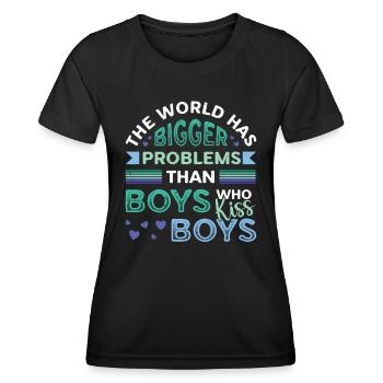 Größere Probleme Als Jungs, Die Jungs Küssen - Frauen Funktions-T-Shirt - Schwarz - Vorne - AI Model Female 172 light (172cm)