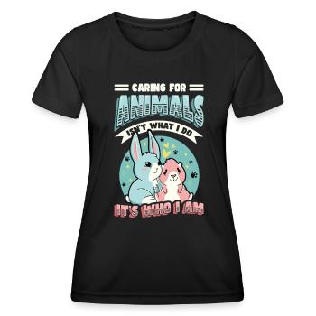 Caring for animals - animal shelter, animal lovers - Women's Functional T-Shirt - black - Front - AI Model Female 172 light (172cm)