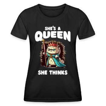 Katzendame - Lustig - Frauen Funktions-T-Shirt - Schwarz - Vorne - AI Model Female 172 light (172cm)