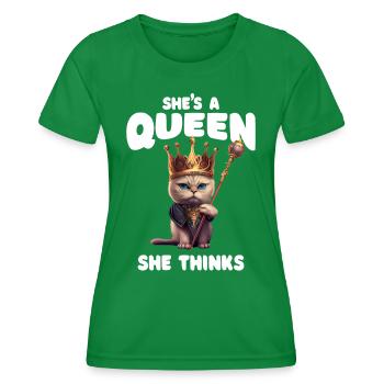 Sarkastische Katze - Frauen Funktions-T-Shirt - Kelly Green - Vorne - AI Model Female 172 dark (172cm)