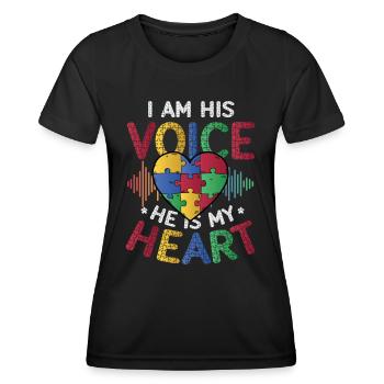 Ich Bin Seine Stimme, Er Ist Mein Herz - Frauen Funktions-T-Shirt - Schwarz - Vorne - AI Model Female 172 light (172cm)