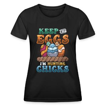 Gardez les œufs que je chasse poussins drôle adulte - T-shirt sport Femme - noir - Devant - AI Model Female 172 light (172cm)