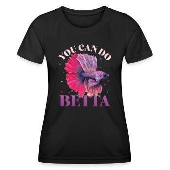 Garder le poisson betta - T-shirt sport Femme - noir - Devant - AI Model Female 172 light (172cm)