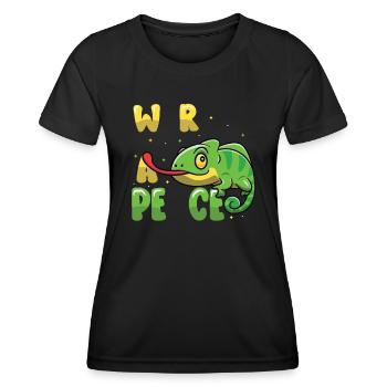Friedens-Cameleon, Friedensbewegung - Frauen Funktions-T-Shirt - Schwarz - Vorne - AI Model Female 172 light (172cm)