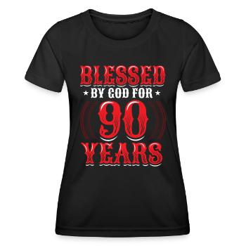 Religious by God for 90 years - Women's Functional T-Shirt - black - Front - AI Model Female 172 light (172cm)
