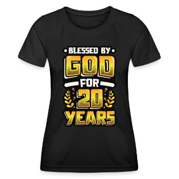Religious by God for 20 years - Women's Functional T-Shirt - black - Front - AI Model Female 172 light (172cm)