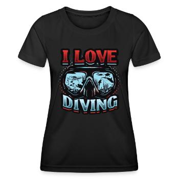 Ich Liebe Tauchen, Gerätetauchen - Frauen Funktions-T-Shirt - Schwarz - Vorne - AI Model Female 172 light (172cm)