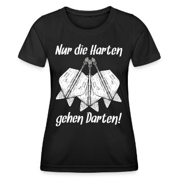 Lustige Dart Sprüche Die Harten Gehen Darten Darts - Frauen Funktions-T-Shirt - Schwarz - Vorne - AI Model Female 172 light (172cm)