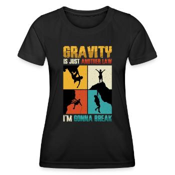 Anti-gravity bouldering, rock climbing - Women's Functional T-Shirt - black - Front - AI Model Female 172 light (172cm)