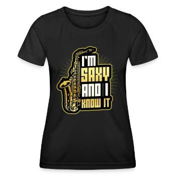 I'm Saxy and I Know It - Saxophone - Women's Functional T-Shirt - black - Front - AI Model Female 172 light (172cm)