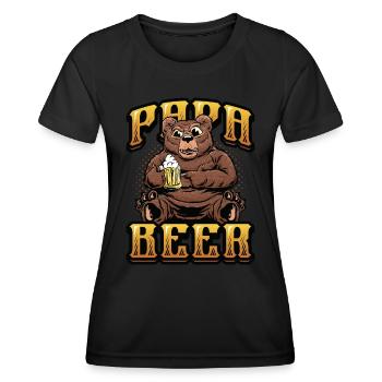 Daddy beer, teddy bear drinks beer - Women's Functional T-Shirt - black - Front - AI Model Female 172 light (172cm)