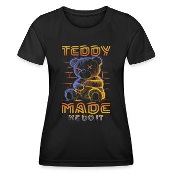 Teddy Hat Mich Dazu Gebracht - Frauen Funktions-T-Shirt - Schwarz - Vorne - AI Model Female 172 light (172cm)