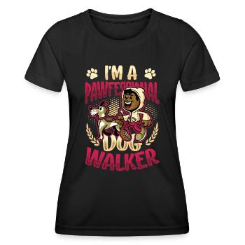 Dog walking - I'm a Pawfessional Dog - Women's Functional T-Shirt - black - Front - AI Model Female 172 light (172cm)
