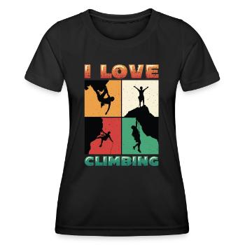 I love rock climbing, rock climbing - Women's Functional T-Shirt - black - Front - AI Model Female 172 light (172cm)