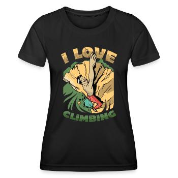 I love rock climbing, rock climbing - Women's Functional T-Shirt - black - Front - AI Model Female 172 light (172cm)