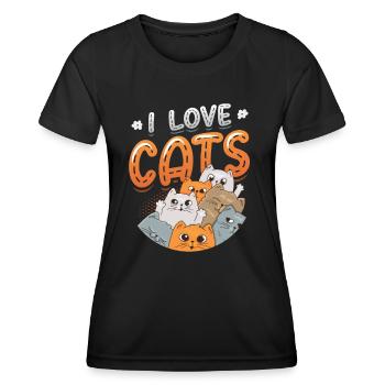 I love cats - Women's Functional T-Shirt - black - Front - AI Model Female 172 light (172cm)