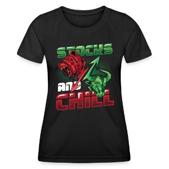 Stocks And Chill, Buy - Women's Functional T-Shirt - black - Front - AI Model Female 172 light (172cm)