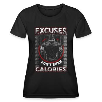 Ausreden, Verbrennen, Keine Kalorien, Personal - Frauen Funktions-T-Shirt - Schwarz - Vorne - AI Model Female 172 light (172cm)