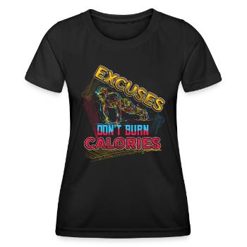 Ausreden, Verbrennen, Keine Kalorien, Personal - Frauen Funktions-T-Shirt - Schwarz - Vorne - AI Model Female 172 light (172cm)