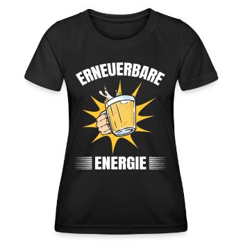 Lustiger Bier Spruch Erneuerbare Energie Klima - Frauen Funktions-T-Shirt - Schwarz - Vorne - AI Model Female 172 light (172cm)