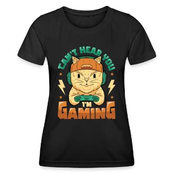 Je ne t’entends pas, je joue - T-shirt sport Femme - noir - Devant - AI Model Female 172 light (172cm)