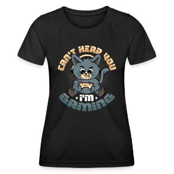 Je ne t’entends pas, je joue - T-shirt sport Femme - noir - Devant - AI Model Female 172 light (172cm)