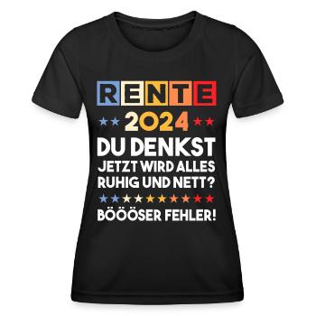 Rente 2024 Rentner Rentnerin Witzige Sprüche - Frauen Funktions-T-Shirt - Schwarz - Vorne - AI Model Female 172 light (172cm)