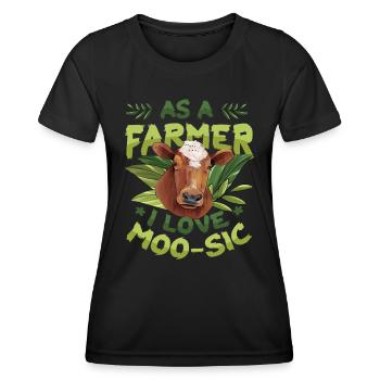 En tant qu’agriculteur, j’adore Moo-sic, drôle de fermier - T-shirt sport Femme - noir - Devant - AI Model Female 172 light (172cm)