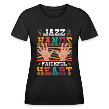 Mains de jazz, cœur fidèle, amateurs de jazz - T-shirt sport Femme - noir - Devant - AI Model Female 172 light (172cm)