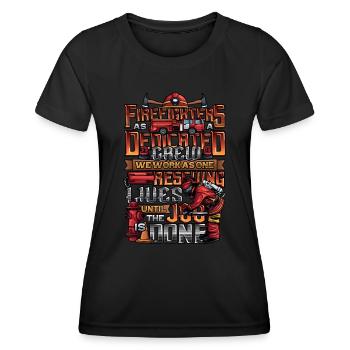 Firefighter Slogan, Volunteer Fire Brigade - Women's Functional T-Shirt - black - Front - AI Model Female 172 light (172cm)