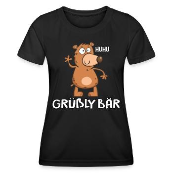 Grüßlybär - Frauen Funktions-T-Shirt - Schwarz - Vorne - AI Model Female 172 light (172cm)
