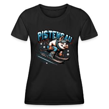 Skier Pig Pistensau Après-ski - T-shirt sport Femme - noir - Devant - AI Model Female 172 light (172cm)